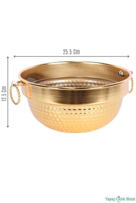 Metal Darbeli Küpeli Saksı 12.5 cm Altın - 2