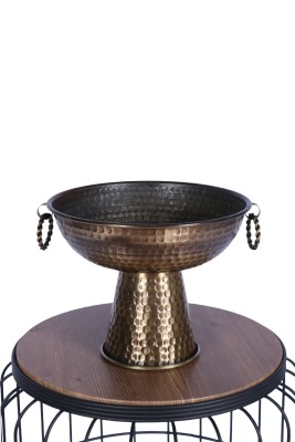 Metal Dekoratif Ayaklı Sunumluk Çiçeklik Küpeli Bronz 19 Cm - 3