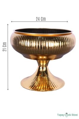 Metal Dekoratif Ayaklı Vazo 21 Cm Altın - Yapay Çiçek Sitesi