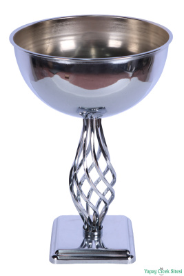 Metal Dekoratif Burgulu Geniş Vazo 39 cm Gümüş - 3