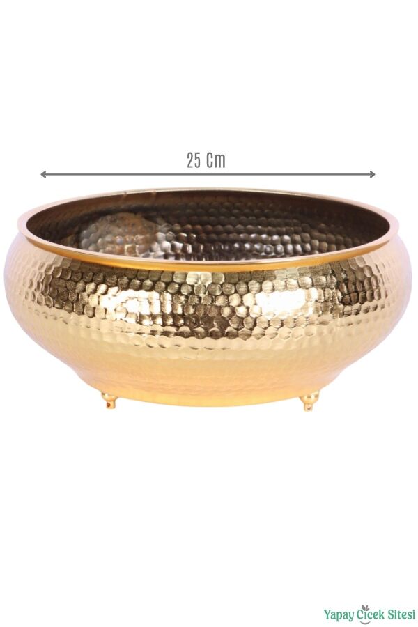 Metal Dekoratif Darbeli Ufo Model Saksı 11 Cm Altın - 1