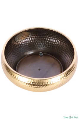 Metal Dekoratif Darbeli Ufo Model Saksı 11 Cm Altın - 2