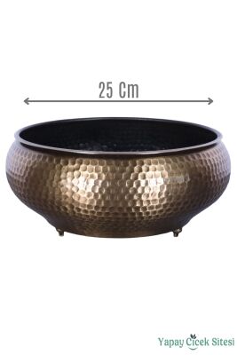Metal Dekoratif Darbeli Ufo Model Saksı 11 Cm Bronz - Yapay Çiçek Sitesi