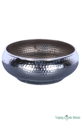 Metal Dekoratif Darbeli Ufo Model Saksı 11 Cm Gümüş - 2