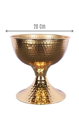 Metal Dekoratif Darbeli Vazo 20 Cm Altın - Yapay Çiçek Sitesi
