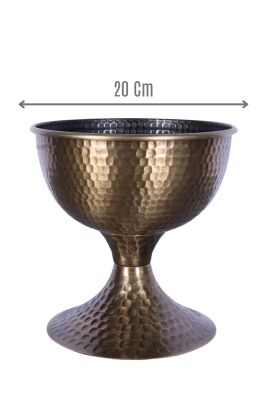 Metal Dekoratif Darbeli Vazo 20 Cm Bronz - Yapay Çiçek Sitesi