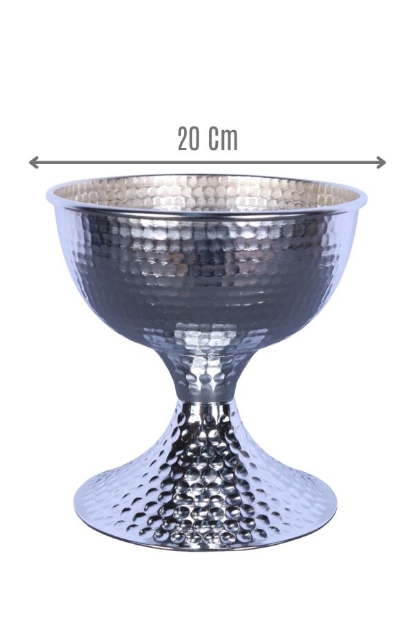 Metal Dekoratif Darbeli Vazo 20 Cm Gümüş - 1