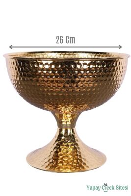Metal Dekoratif Darbeli Vazo 22 Cm Altın - Yapay Çiçek Sitesi