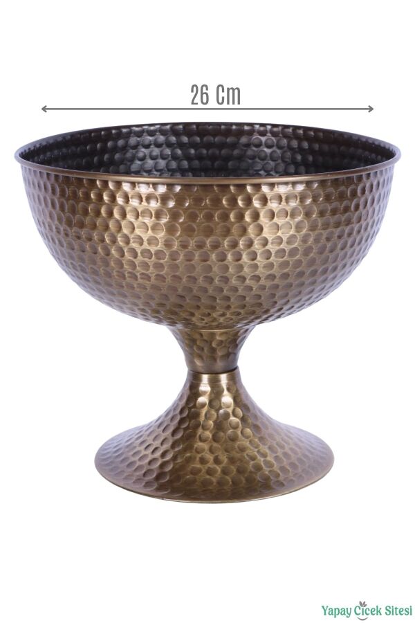 Metal Dekoratif Darbeli Vazo 22 Cm Bronz - 1