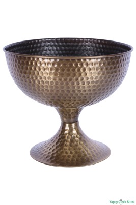 Metal Dekoratif Darbeli Vazo 22 Cm Bronz - 3