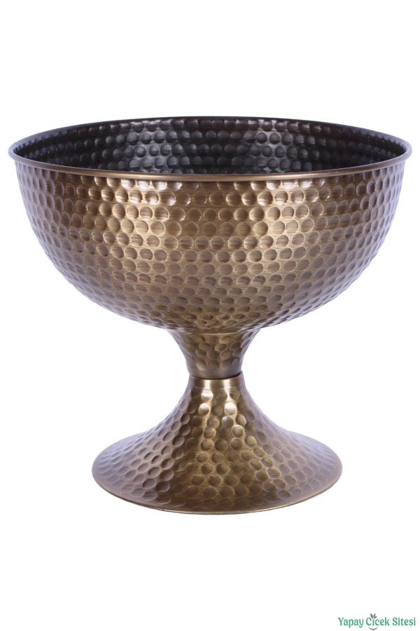 Metal Dekoratif Darbeli Vazo 22 Cm Bronz - 3