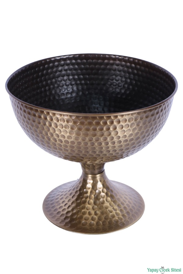 Metal Dekoratif Darbeli Vazo 22 Cm Bronz - 4