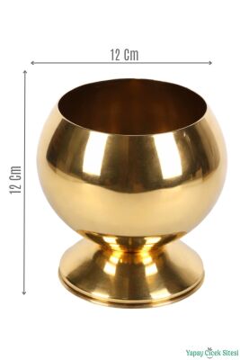 Metal Dekoratif Küre Saksı 12 cm Altın - Yapay Çiçek Sitesi