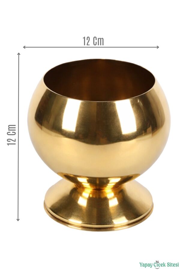Metal Dekoratif Küre Saksı 12 cm Altın - 1