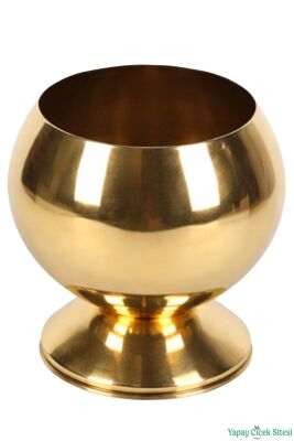 Metal Dekoratif Küre Saksı 12 cm Altın - 2