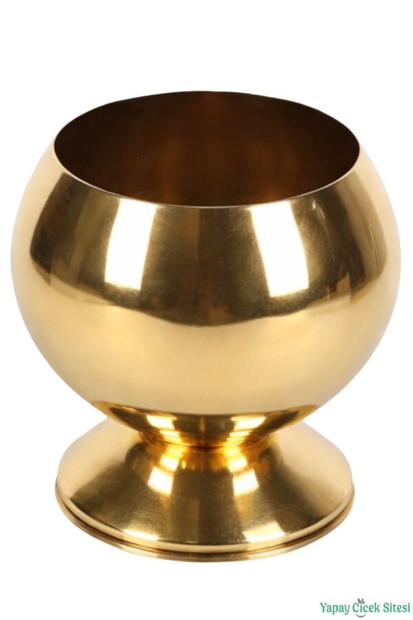 Metal Dekoratif Küre Saksı 12 cm Altın - 2