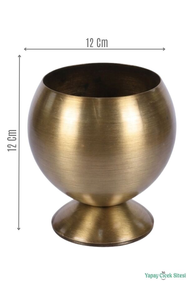 Metal Dekoratif Küre Saksı 12 cm Bronz - 1