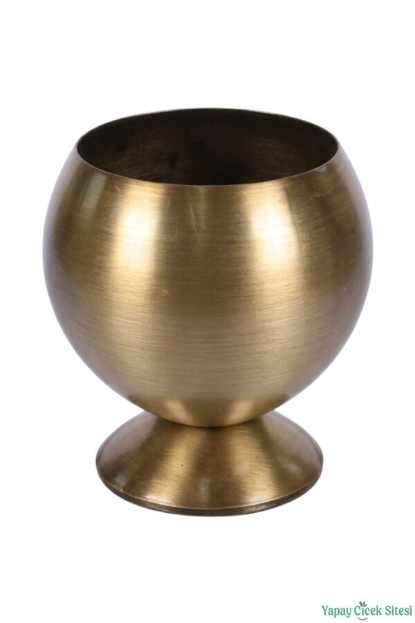 Metal Dekoratif Küre Saksı 12 cm Bronz - 2