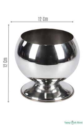 Metal Dekoratif Küre Saksı 12 cm Gümüş - Yapay Çiçek Sitesi