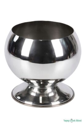 Metal Dekoratif Küre Saksı 12 cm Gümüş - 2