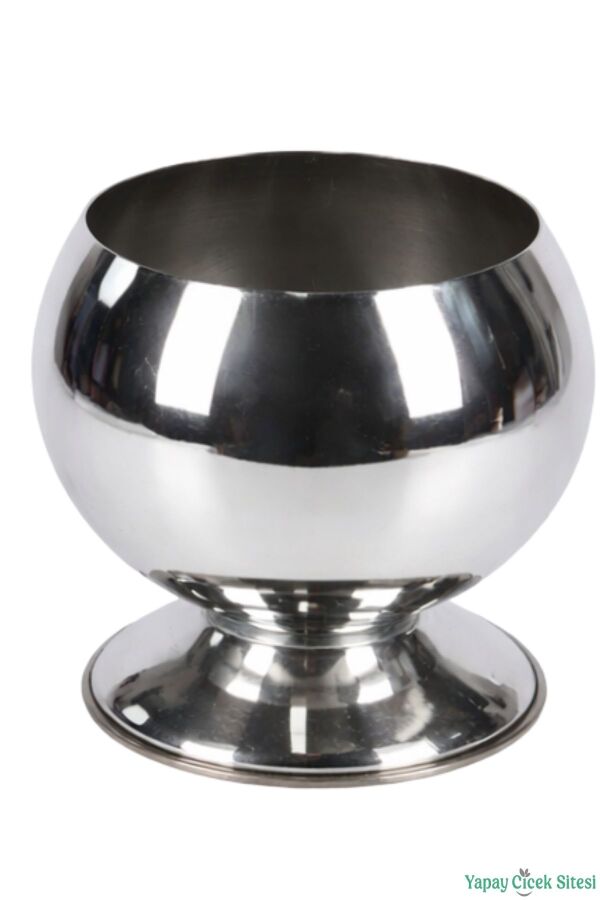 Metal Dekoratif Küre Saksı 12 cm Gümüş - 2