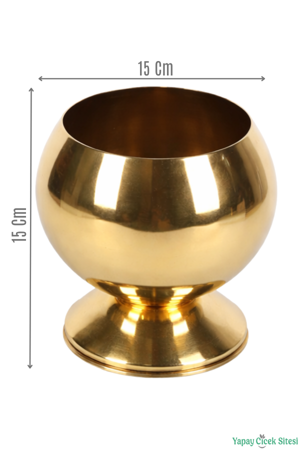 Metal Dekoratif Küre Saksı 15 cm Altın - 1
