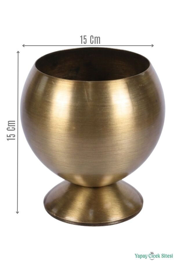 Metal Dekoratif Küre Saksı 15 cm Bronz - 1