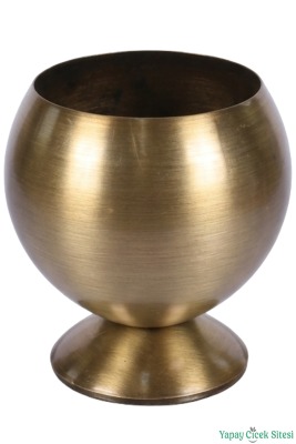 Metal Dekoratif Küre Saksı 15 cm Bronz - 2