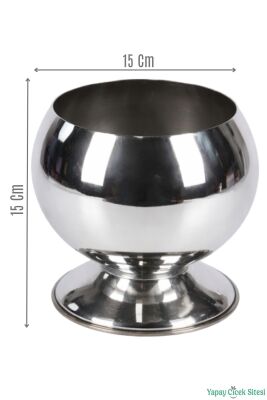 Metal Dekoratif Küre Saksı 15 cm Gümüş - Yapay Çiçek Sitesi
