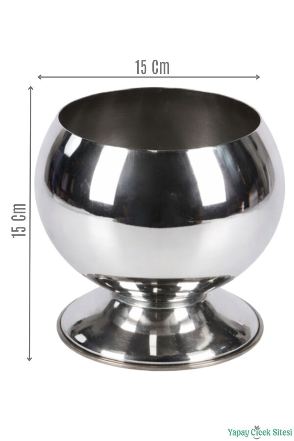 Metal Dekoratif Küre Saksı 15 cm Gümüş - 1