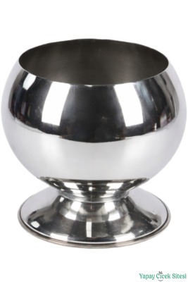Metal Dekoratif Küre Saksı 15 cm Gümüş - 2