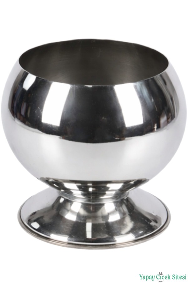 Metal Dekoratif Küre Saksı 15 cm Gümüş - 2