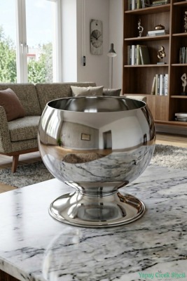 Metal Dekoratif Küre Saksı 15 cm Gümüş - 3