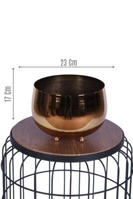 Metal Dekoratif Saksı 17 Cm Altın - Yapay Çiçek Sitesi