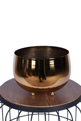Metal Dekoratif Saksı 17 Cm Altın - 2