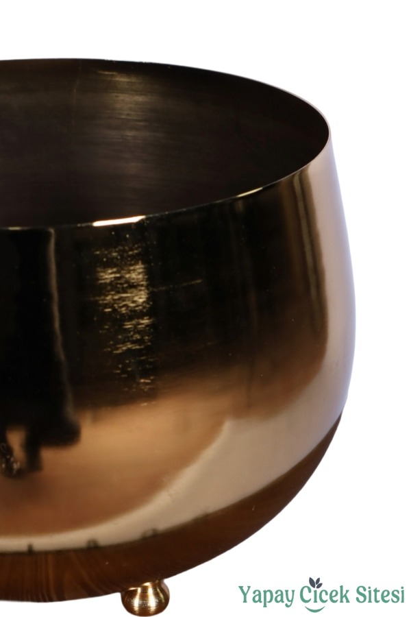 Metal Dekoratif Saksı 17 Cm Altın - 4