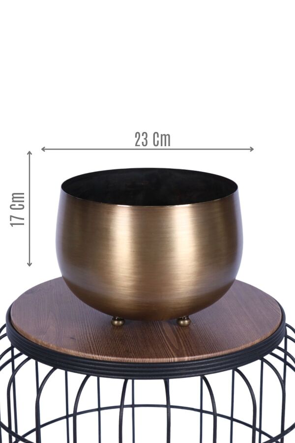 Metal Dekoratif Saksı 17 Cm Bronz - 1
