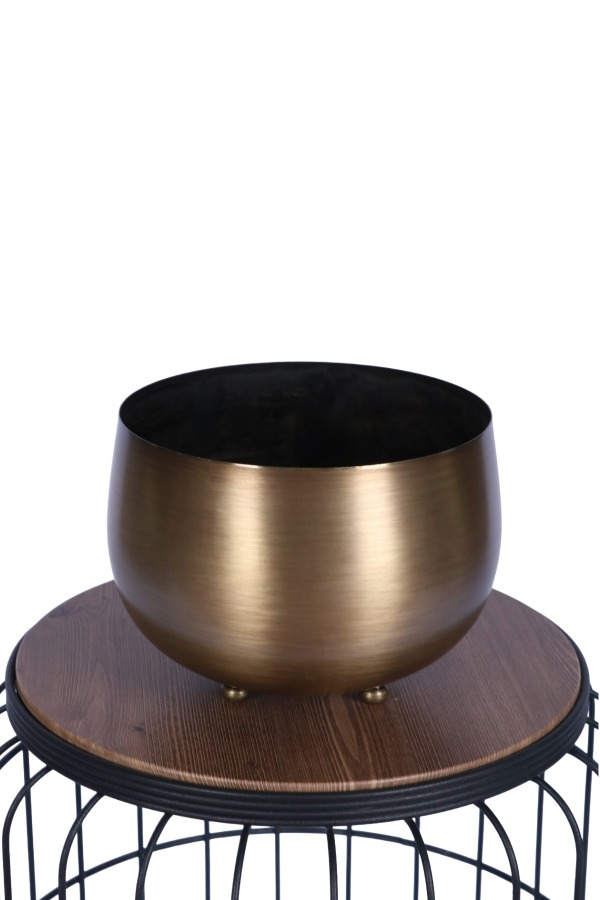 Metal Dekoratif Saksı 17 Cm Bronz - 3
