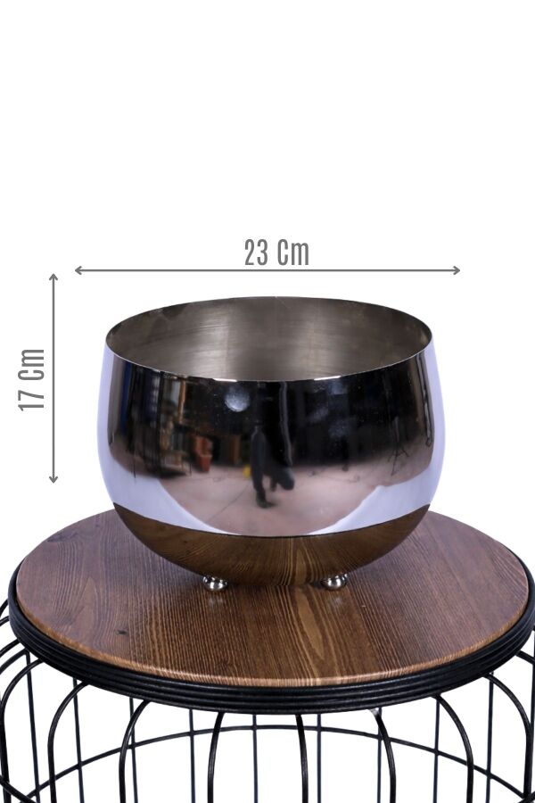 Metal Dekoratif Saksı 17 Cm Gümüş - 1