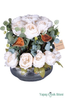 Metal Saksıda Premium Yapay Çiçek Aranjmanı Model 2 - Yapay Çiçek Sitesi