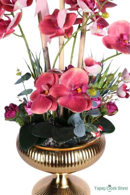 Metal Saksıda Premium Yapay Orkide Aranjmanı Model 4 - 2
