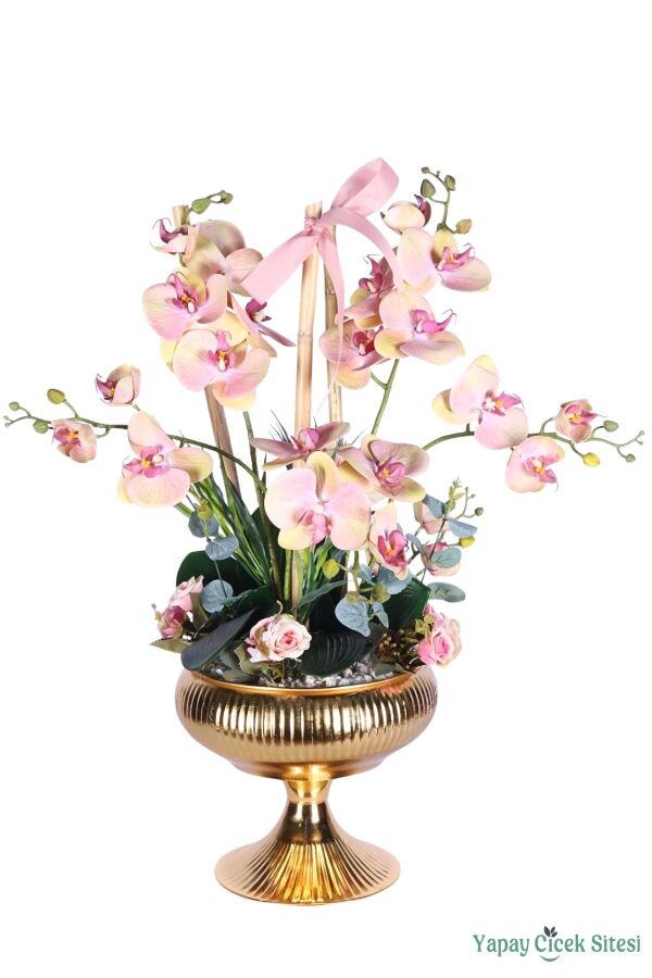 Metal Saksıda Premium Yapay Orkide Aranjmanı Model 5 - 1