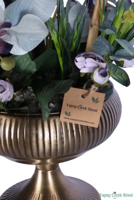 Metal Saksıda Premium Yapay Orkide Aranjmanı Model 9 - 3