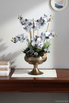 Metal Saksıda Premium Yapay Orkide Aranjmanı Model 9 - 4