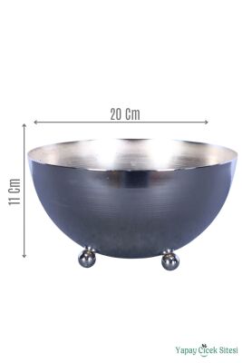 Metal Tas Model Saksı Gümüş 11 Cm - 1