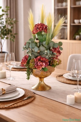 Metal Vazoda Premium Yapay Aranjmanı Model 10 - Yapay Çiçek Sitesi