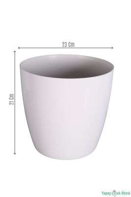 Plastik Saksı 21cm Kırık Beyaz - Yapay Çiçek Sitesi
