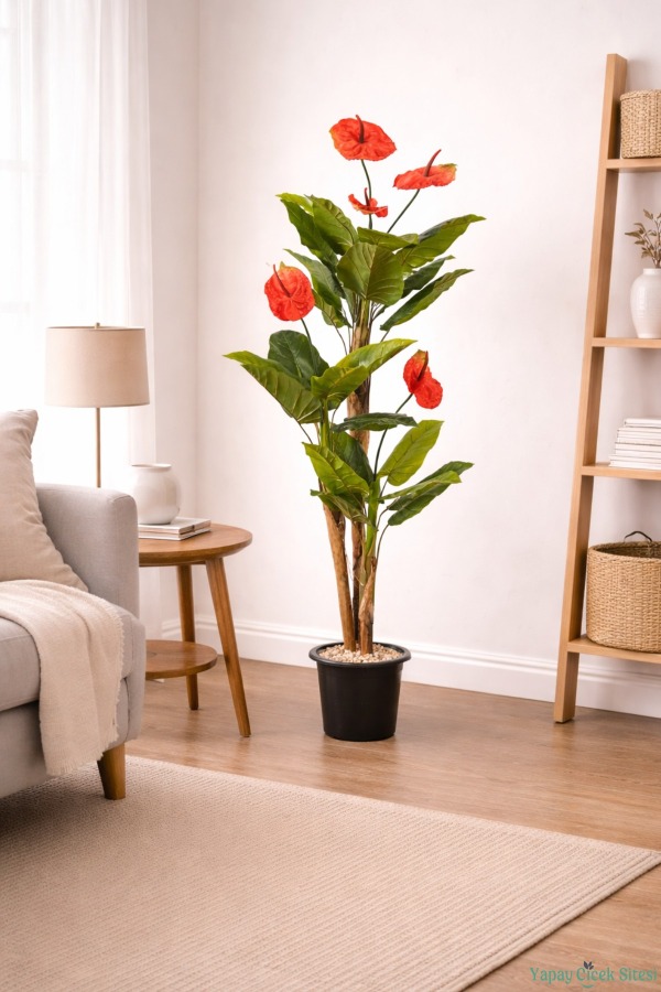 Plastik Saksıda Antoryum Ağacı 160 cm (Anthurium) - 4