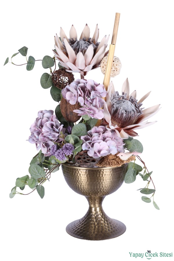Metal Vazoda Premium Yapay Çiçek Aranjmanı Model 8 - 1