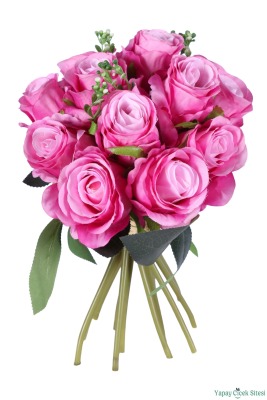 Premium Yapay Gül Demeti 13 Dal 28 cm Pembe - 2